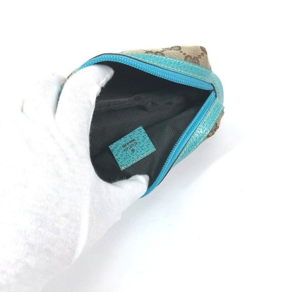 GUCCI GG Cosmetic pouch Small case Cosmetics Pouch GGCanvas Beige x blue - Picture 3 of 9